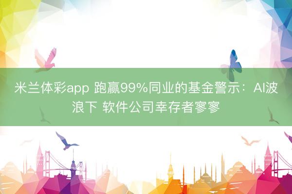 米兰体彩app 跑赢99%同业的基金警示：AI波浪下 软件公司幸存者寥寥