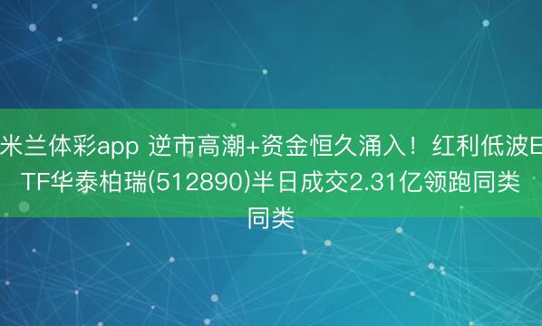 米兰体彩app 逆市高潮+资金恒久涌入！红利低波ETF华泰柏瑞(512890)半日成交2.31亿领跑同类