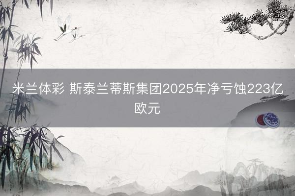 米兰体彩 斯泰兰蒂斯集团2025年净亏蚀223亿欧元