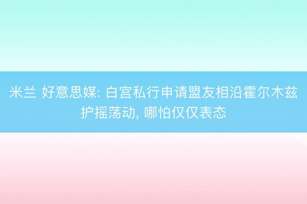 米兰 好意思媒: 白宫私行申请盟友相沿霍尔木兹护摇荡动， 哪怕仅仅表态