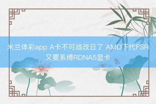 米兰体彩app A卡不可战改日了 AMD下代FSR又要系缚RDNA5显卡