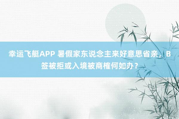 幸运飞艇APP 暑假家东说念主来好意思省亲，B签被拒或入境被商榷何如办？