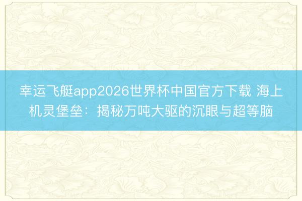 幸运飞艇app2026世界杯中国官方下载 海上机灵堡垒：揭秘万吨大驱的沉眼与超等脑