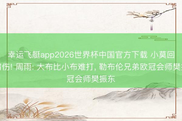 幸运飞艇app2026世界杯中国官方下载 小莫回话肩伤! 周雨: 大布比小布难打， 勒布伦兄弟欧冠会师樊振东